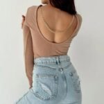 Top corto acanalado mujer | Espalda descubierta y cadena