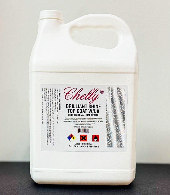 01_chelly_brilliant_shine_top_coat_w_uv Chelly Brilliant Shine – Top Coat con UV (Recarga profesional 1 galón / 128 oz) - Image 1