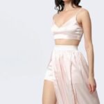 Falda larga abierta en los muslos | Conjunto elegante rosa o lila