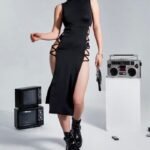 Vestido verano mujer cuello alto | Midi negro con abertura