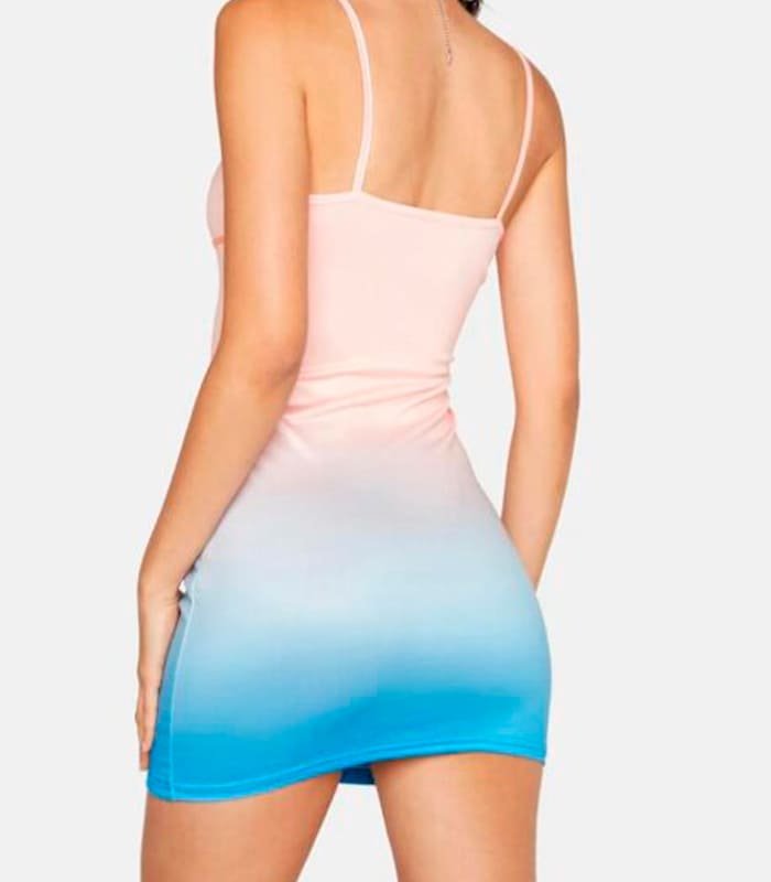 Vestido fiesta degradado mujer | Sexy mini rosa elegante - Image 2