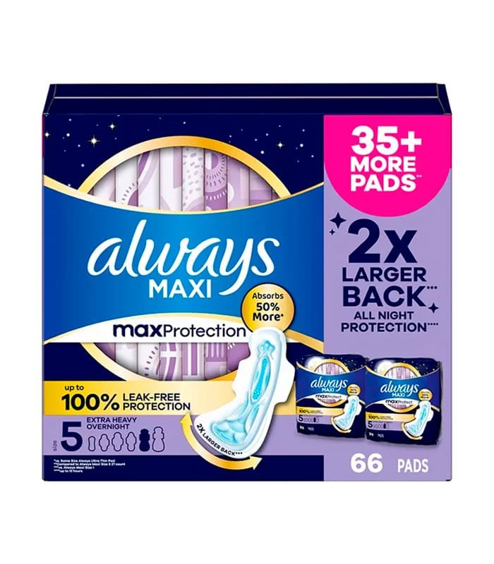 Always Maxi toallas sanitarias nocturnas con alas Size 5 66 unidades