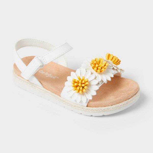 Sandalias infantiles Cat & Jack Abbie Daisy blancas con flores