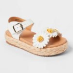 Sandalias infantiles Cat & Jack Makayla Daisy blancas con flores y plataforma
