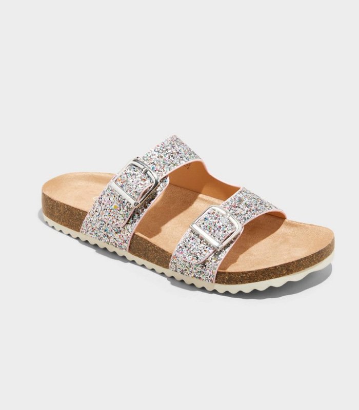 Sandalias infantiles Cat & Jack Drew brillantes con doble hebilla