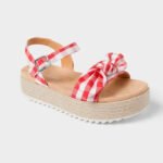 Sandalias infantiles Cat & Jack Daphne rojas con plataforma y lazo