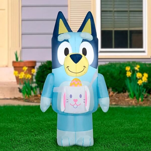 inflable de Pascua Bluey con bolsa de conejo LED
