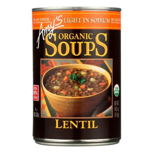 Sopa orgánica de lentejas y verduras Amy’s baja en sodio 14.5 oz