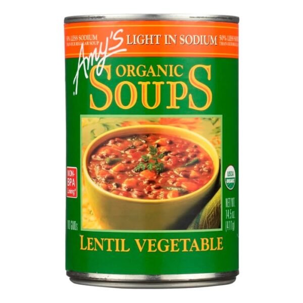 Sopa orgánica de lentejas y verduras Amy’s baja en sodio 14.5 fl oz
