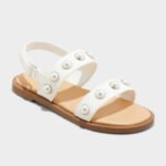 Sandalias infantiles Cat & Jack blancas con perlas decorativas