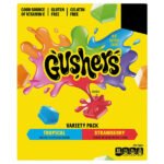 Snacks de frutas Gushers, sabores Strawberry Splash y Tropical