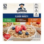 Paquete variado de avena instantánea Quaker de 1.46 oz, 52 uni