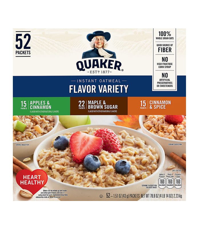 quaker Paquete variado de avena instantánea Quaker de 1.46 oz, 52 uni - Image 1