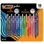Bolígrafos de gel retráctiles Bic Gel-ocity, Colores variados, 18 uni