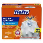 Bolsas de cocina altas Hefty Ultra Strong con cierre de cordón de 13 galones, 130 uni
