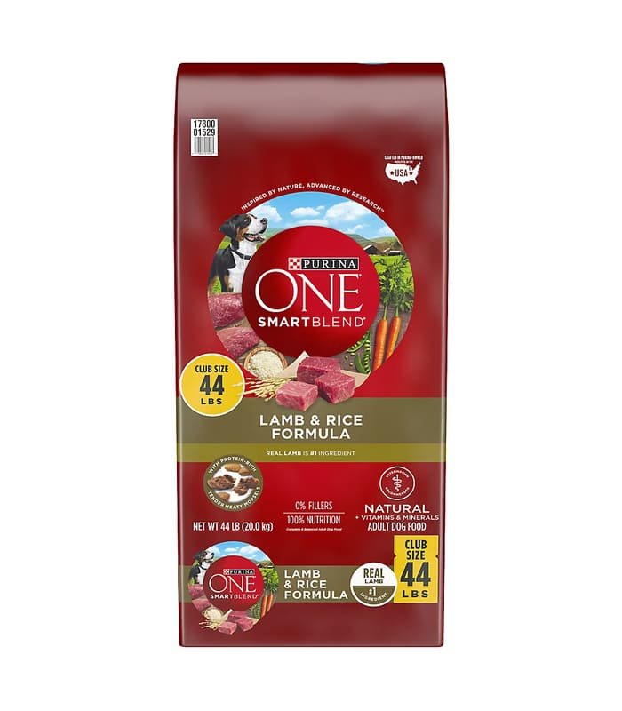 Purina one 44 lb Alimento premium para perros adultos Purina ONE SmartBlend, fórmula de cordero y arroz, 44 lbs - Imagen 1