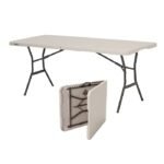 Mesa plegable color almendra Lifetime plegable por la mitad, 6 pies