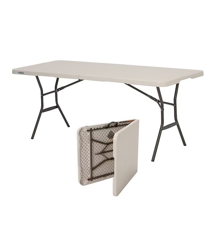mesa plegable life time Mesa plegable color almendra Lifetime plegable por la mitad, 6 pies - Imagen 1