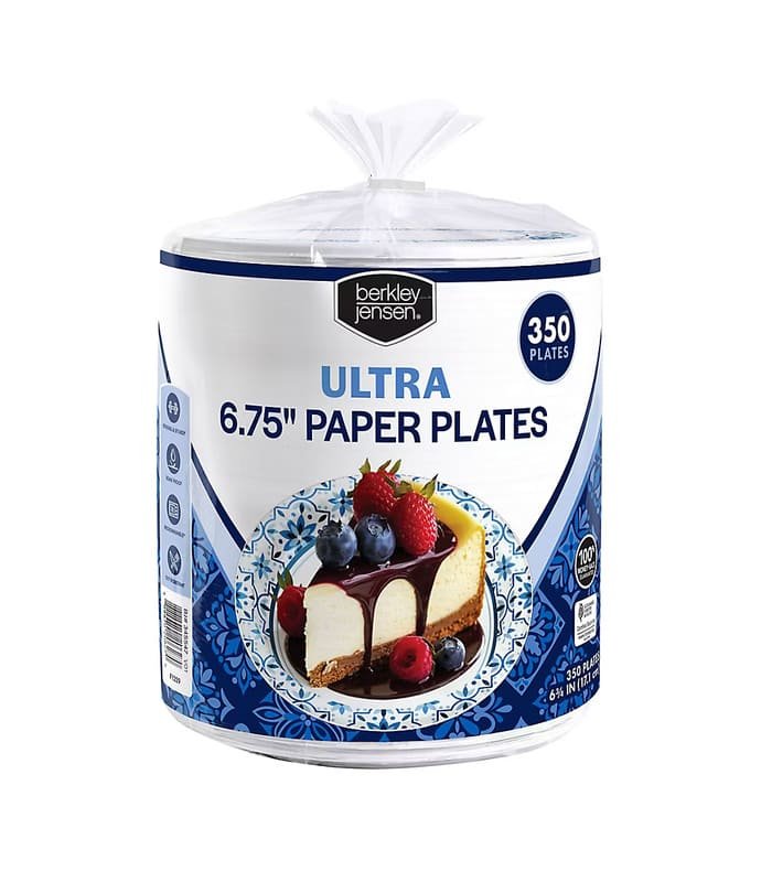 plato bj de postre Platos de papel Berkley Jensen Ultra de 6.75", 350 uni - Imagen 1