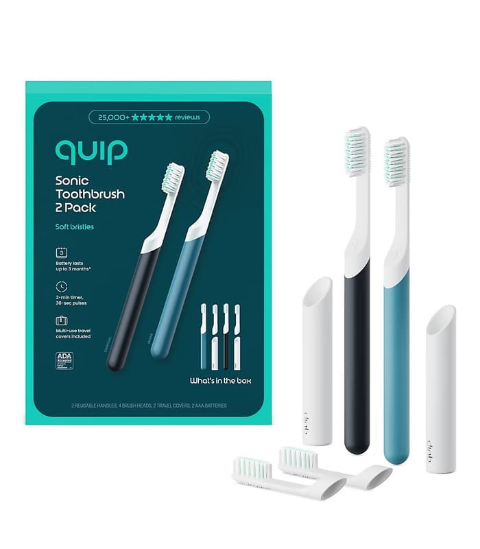 quip Cepillos de dientes eléctricos sónicos quip, con 4 cabezales de repuesto, 2 uni - Imagen 1