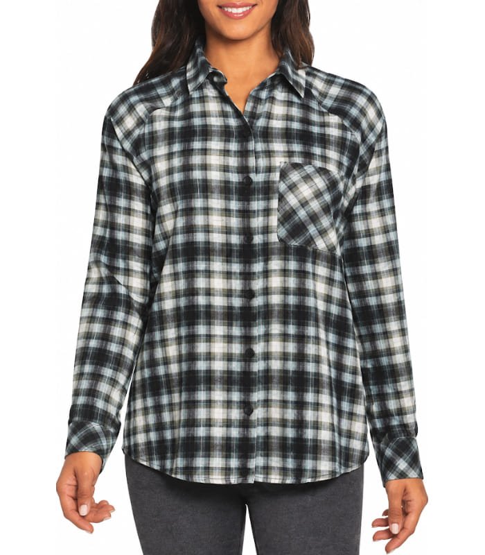 Camisa Dusk y Harbor claro (estilo Pico) Camisa de franela de cuadros Eddie Bauer para mujer - Imagen 1