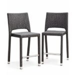 Silla de mimbre de aluminio con altura de barra brown, 2 uni