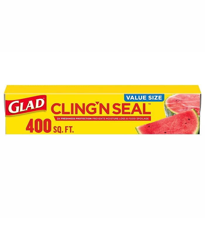glad transparente Película plástica adherente para alimentos Glad Cling 'N Seal, 400 pies cuadrados - Imagen 1