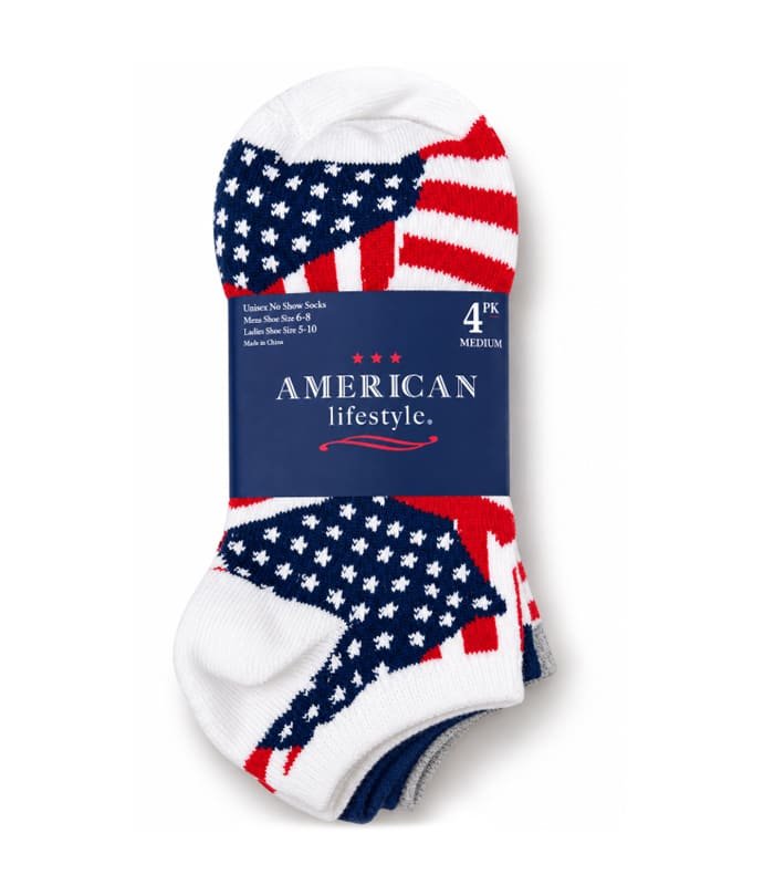 medias cortas americanas Paquete de 4 pares de calcetines de corte bajo Americana, Talla M - Imagen 1